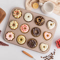 12-Cavity Non-Stick Ring Doughnut Bakeware for Oven Baking 4 Flower Shaped Donut Mold Cake Pan