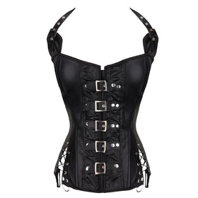 Hot Sale Tummy Control Steampunk Corselet Boned Halter Lingerie Women Sexy Waist Shaper Corset Bustier