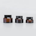 Luxury Cosmetic Packaging Glass Cream Jar 15G 30G 50G Diagonal Shoulder Glass Amber Brown Jar for Cream