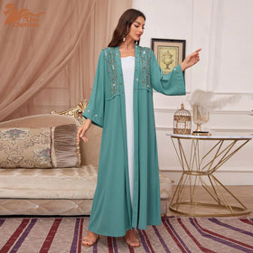 U1502 New Trendy Modest Muslim Maxi Dress Abaya Fancy Eid Ramadan Dubai Kaftan