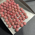 Natural Pink Rhodonite Stone Round Flat Bottom Loose Cabochon Pendant Gemstone