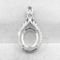 Sterling Silver 9*12mm Semi Mount Pendant Empty Frame Blank Support Setting S925 Base Holder Without Center Stone for DIY Inlay