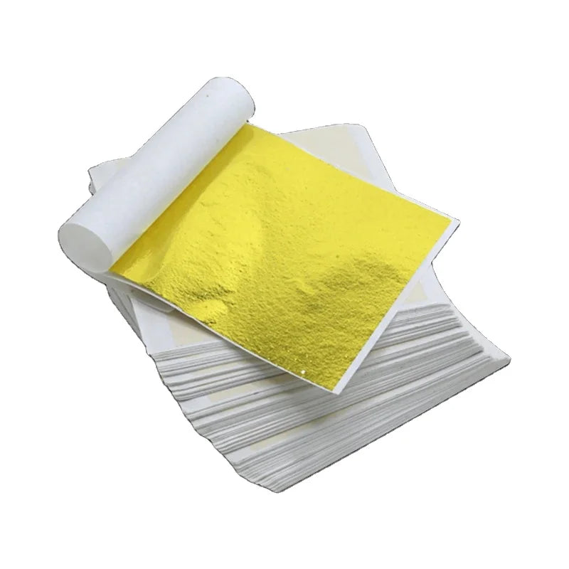 9*9cm Jinsheng Metal Plated Gold Leaf Foil Sheets Medal TW Home Furniture Gilding Art Offset Printing 0.4um Thickness
