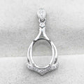 Sterling Silver 10*13mm Semi Mount Pendant Empty Frame Blank Support Setting S925 Base Holder Without Center Stone for DIY Inlay