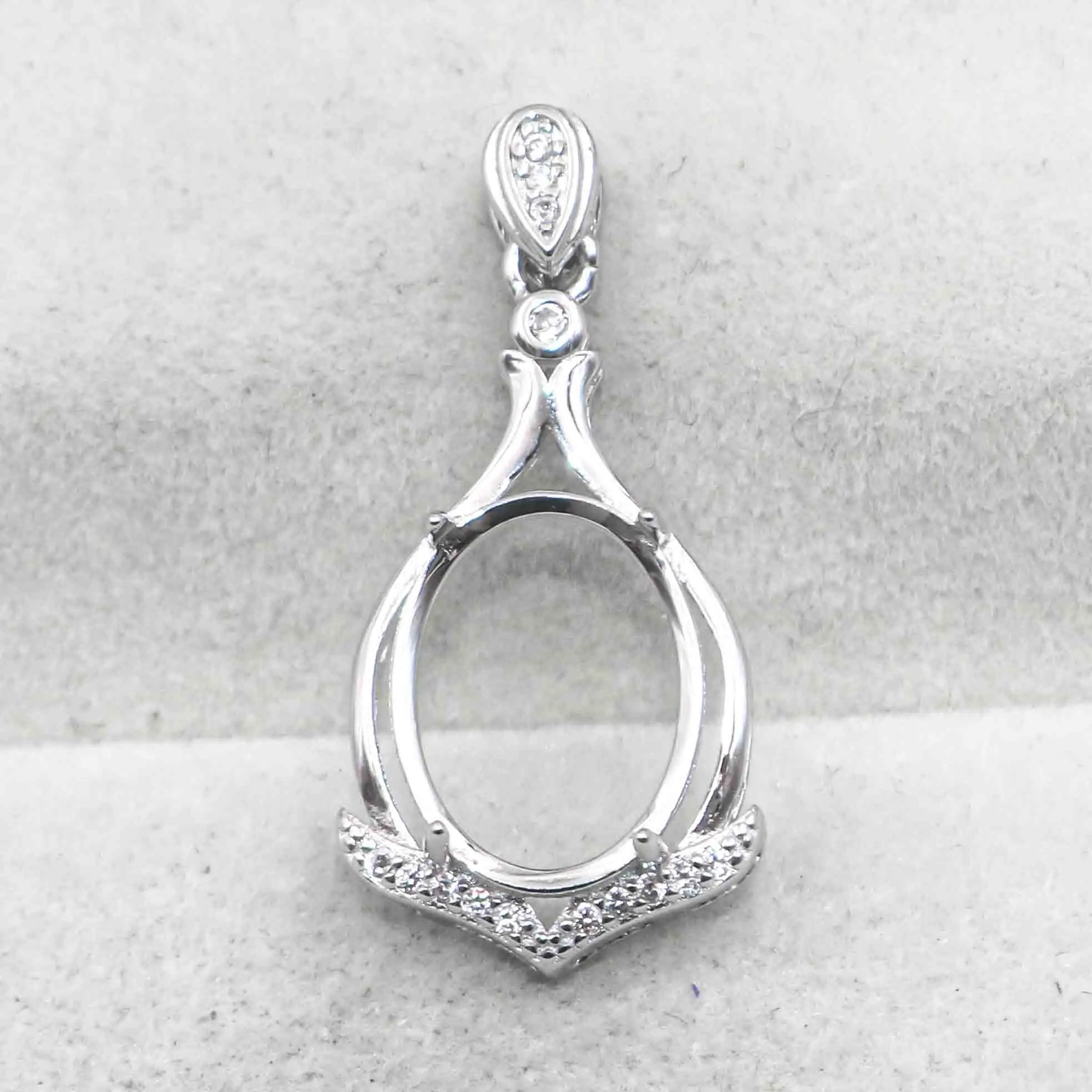 Sterling Silver 10*13mm Semi Mount Pendant Empty Frame Blank Support Setting S925 Base Holder Without Center Stone for DIY Inlay