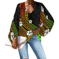 Polynesian Tribal Custom Clothing Women V-Neck Chiffon Shirts Breathable Quick Dry Casual Loose Tops Office Blouse for Women