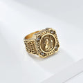 Trendy Chunky Personalized Rings Saint Men Stainless Steel 18k Gold Plated Saint Ring Vintage Wholesale