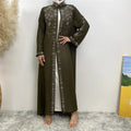 2024 New Model Demu Middle East Dubai Hot Selling Hot Diamond Ladies Muslim Cardigan Dress Factory Direct Sale