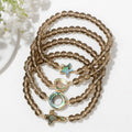 6mm Gem Stone Beads Smoky Quartz Natural Abalone Shell Geometric Round Star Heart Cross Bracelet for Women Men