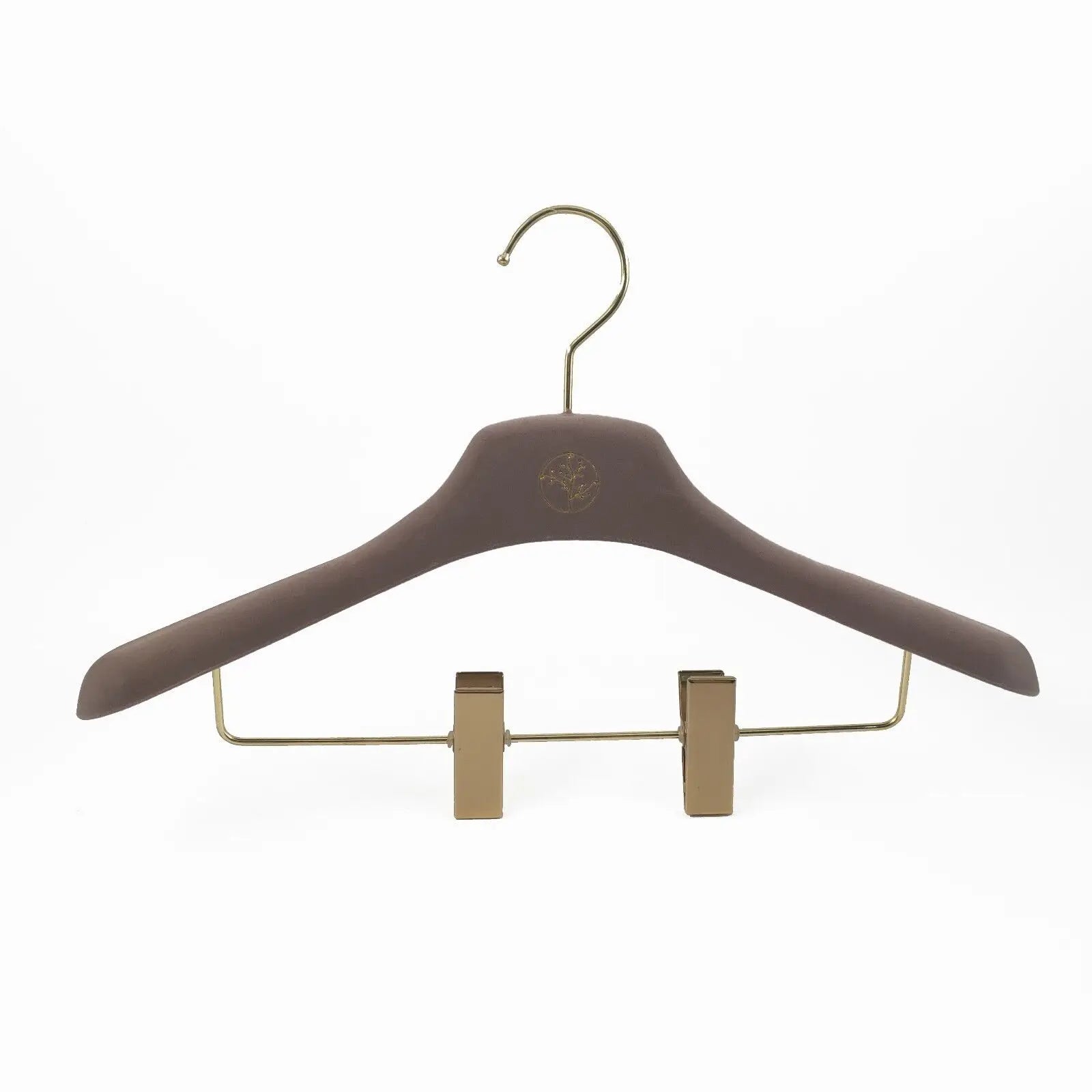 Luxury Grey Strong  Wide Shoulder Velvet Flocked Plastic Coat Hanger