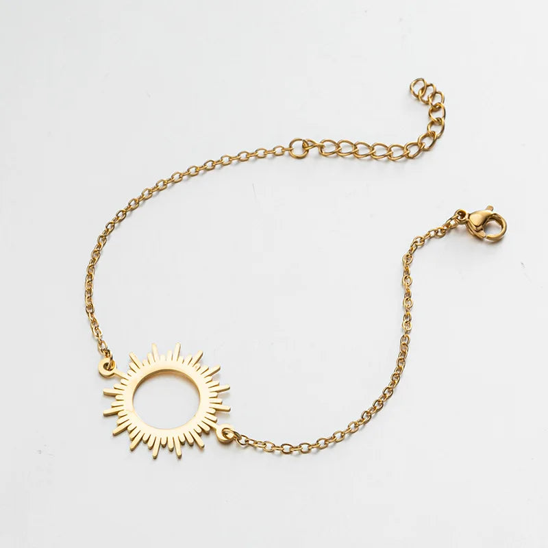 Sun Ray Pendant Chain Necklace Stainless Steel Necklaces for Women Jewelry Party Gifts Wholesale New Arrival