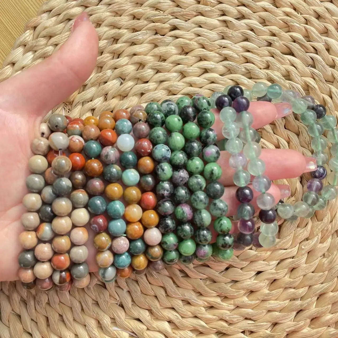 Fashion Jewelry Natural Crystal Gemstone Bracelet Women Men Healing Beaded Bracelets