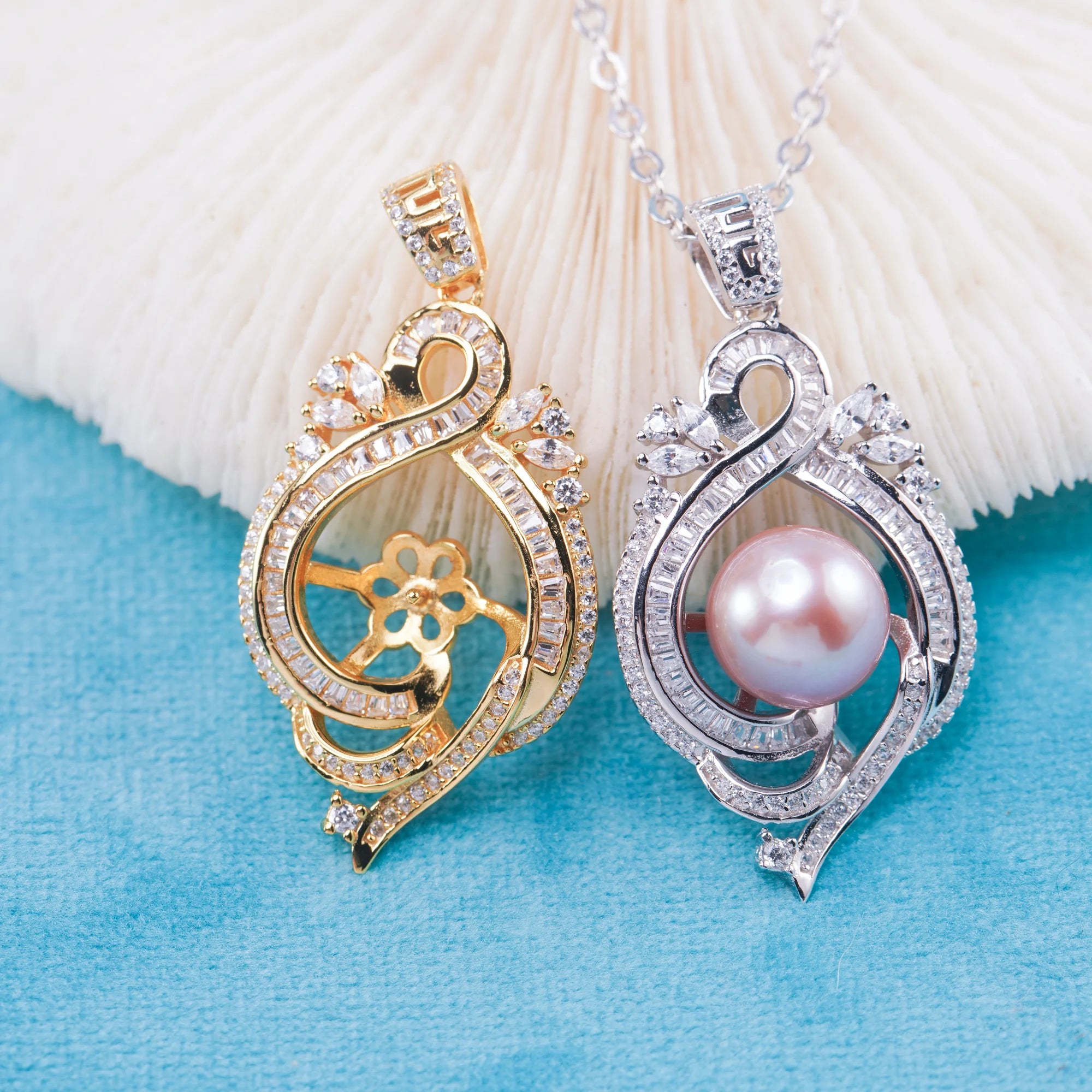 P011073 DIY 6-8mm Natural Freshwater Pearl Pendant Accessory 925 Sterling Silver Engagement Jewelry Necklace for Women