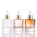 50ml 30ml 15ml Transparent Frosted Round Bottom Flat Shoulder Dropper Bottle Luxury Glass Cosmetic Serum Bottle