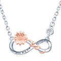 925 Silver Color Contrast Sunflower and Infinity Symbol CZ You Are My Sunshine Letter Necklace