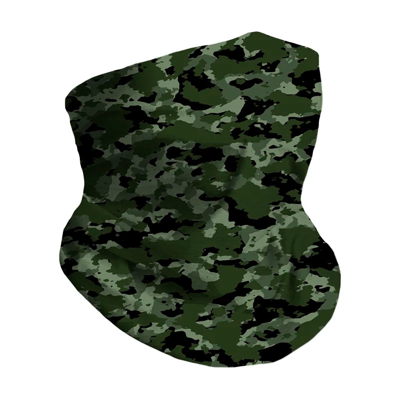 135gsm Seamless Bandana Quick Drying Neck Gaiter Green Camo Printed Tube Headwear Multifunctional Bandana