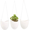 Modern Ceramic Hanging Planters or Succulent Plant Pots Set of 3 White