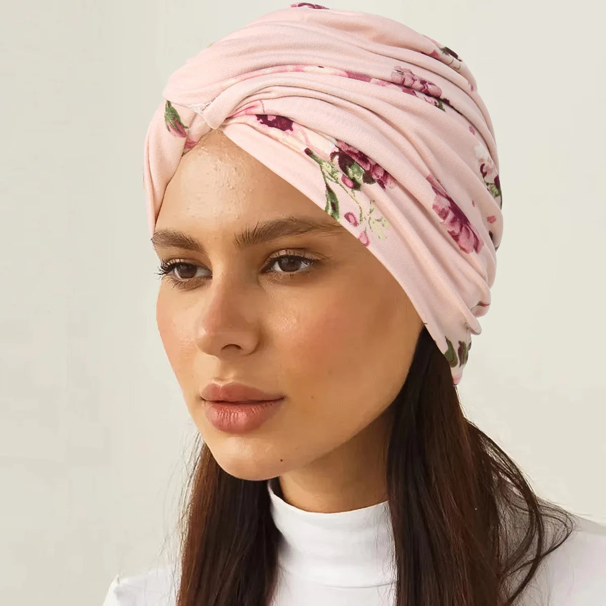 Zifeng OEM Women's Printed Muslim Twisted Turban Hat Fashionable Leopard Print Turban Hat Breathable Casual Accessories