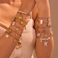 Ocean Series Sea Shell Starfish Women's Stainless Steel Adjustable Starfish Pearl Charm Bracelet for Women