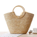 Women's Retro Summer Beach  Hand-Woven Rattan   Lady's Shopping Ba g for Dressing Decora