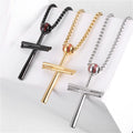 American Design Mens Religious Jewelry Stainless Steel Baseball Cross Pendant Necklace with Box Chains