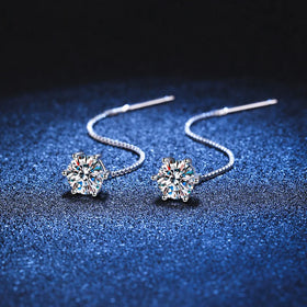 Luxury Jewelry 925 Sterling Silver Vvs Moissanite Diamond Earrings Long Tassel Earrings Wire