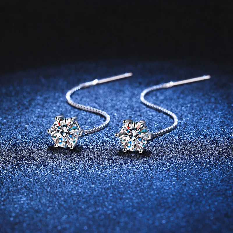 Luxury Jewelry 925 Sterling Silver Vvs Moissanite Diamond Earrings Long Tassel Earrings Wire