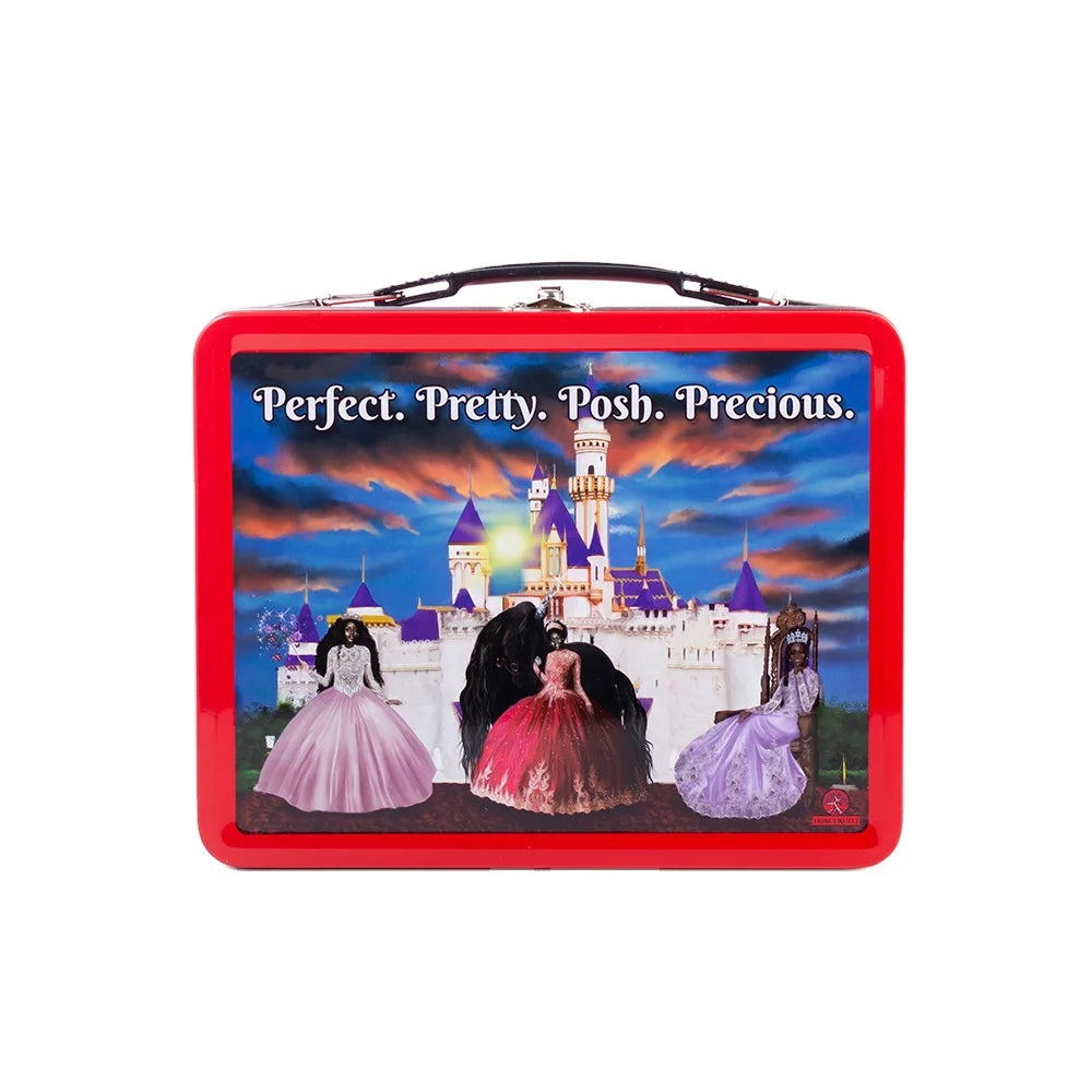 Custom  Lunch Box  Tin Wholesale pink Red Portable Student Handle Vintage Looking Retro Tin Lunch Box Puzzle in Tin Can