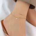 Wholesale Custom Waterproof Foot Jewelry 18k Gold Plated Stainless Steel Double Layer Thin Chain Anklet and Bracelet for Women