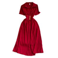 One Size French Haute Couture Style Shirt Skirt Summer New Fashion Short Sleeve Waist Wrap A-line Dress