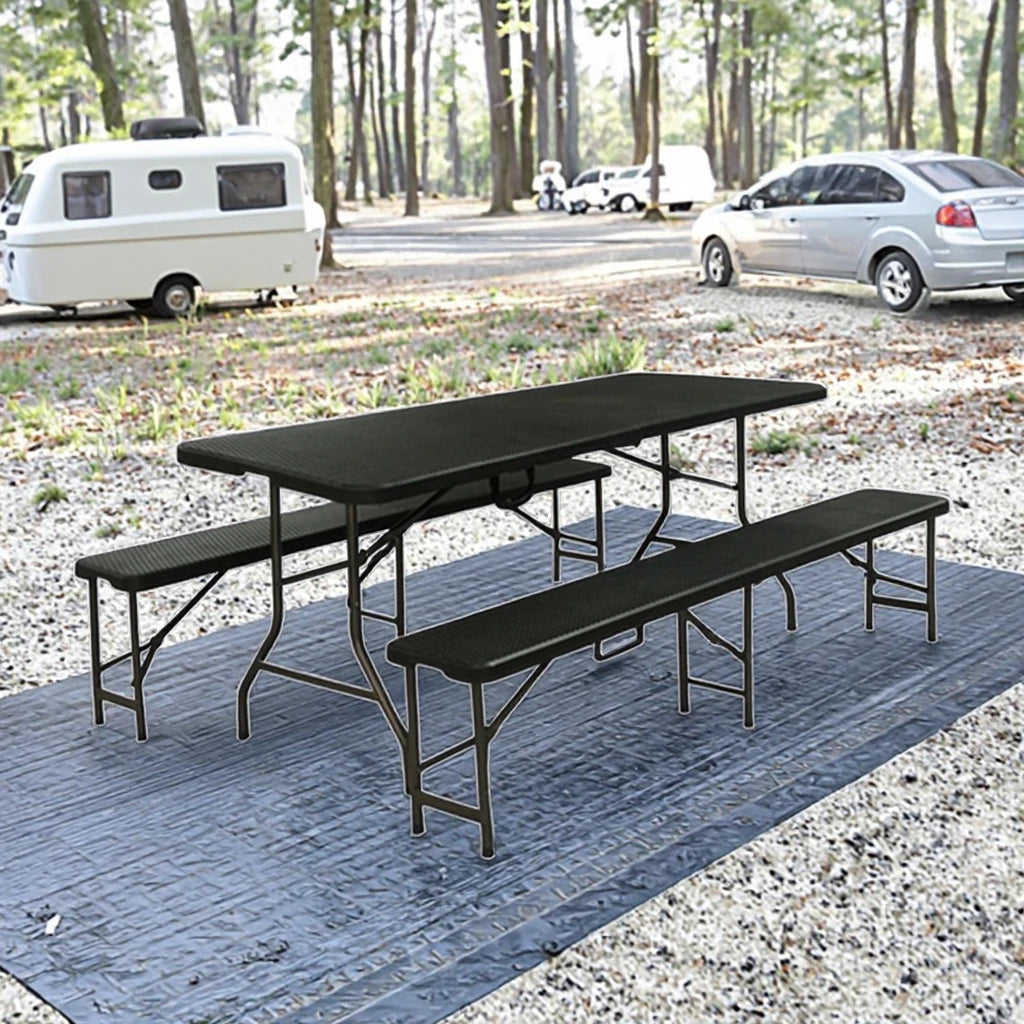 6FT Modern Design Foldable Picnic Bench Easy Carrying Outdoor Folding Bench in Half for Hotels Hospitals or Campsites