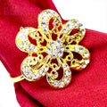 Hot Sale Rhinestone Flower Napkin Ring Gold/silver for Party Wedding Table Napkin Buckle Decorate