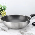Hot Sales Metal Round 34cm 304 Stainless Steel Cooking Wok Pan With Honeycomb Coating With Bakelite Handle