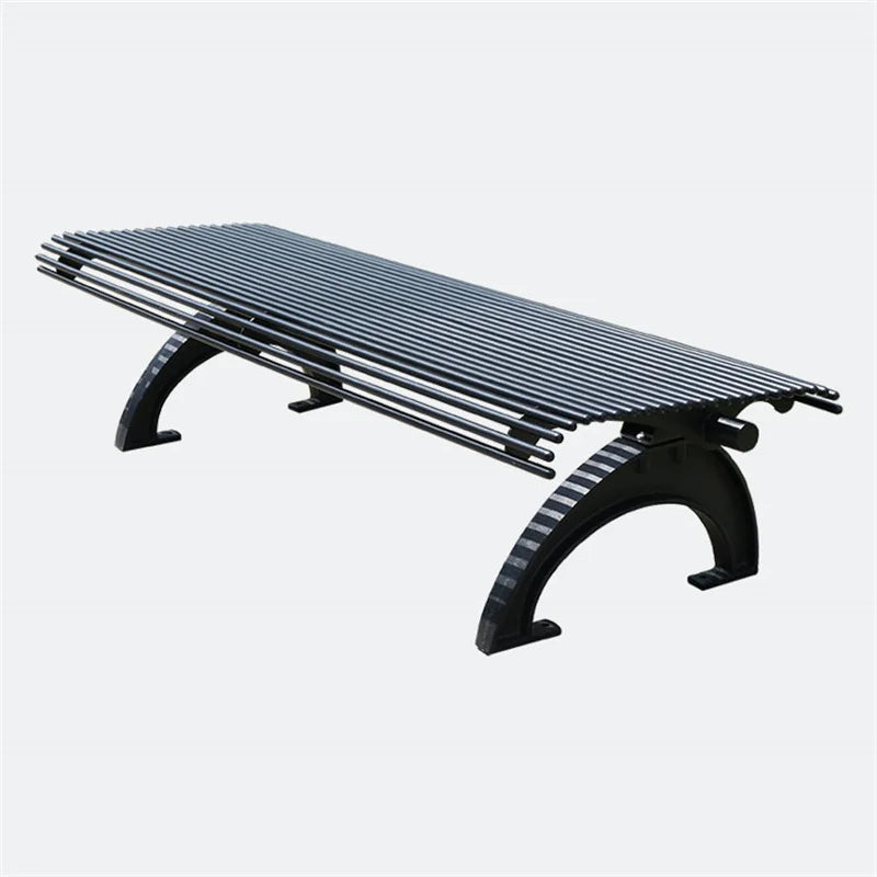 Outdoor Park Steel Tubular Bench Seat Outside Urban Street Metal Bench Seating Public Garden Patio Bench Without Backrest