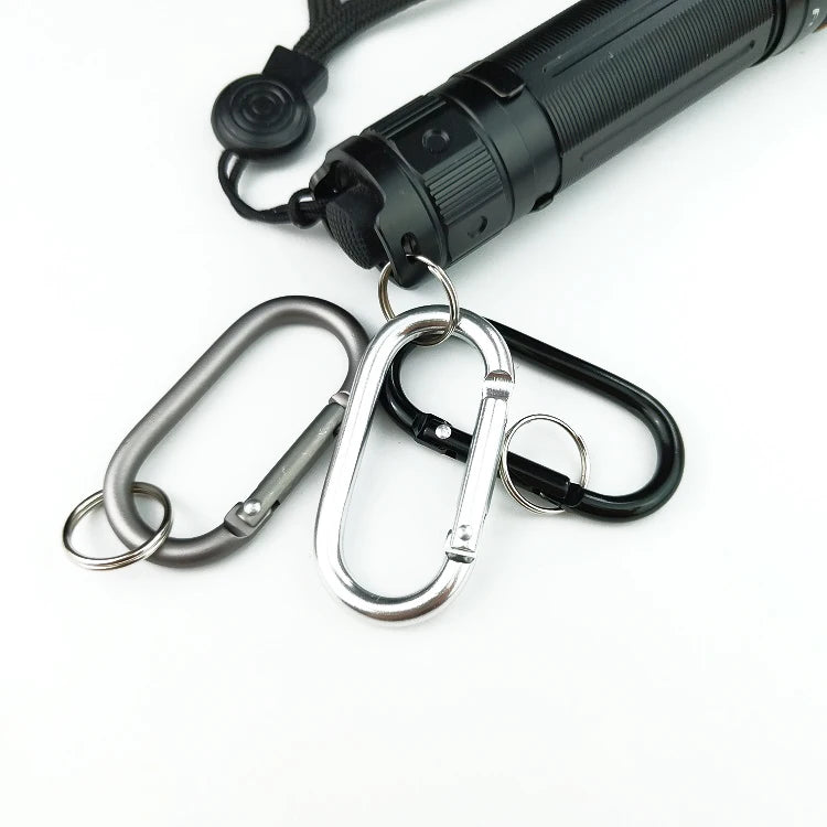 Oval 2 Inch #5 O Ring Snap Hook Quick Release Gloss Matt Black Grey Silver Carabiner With Small Key Ring