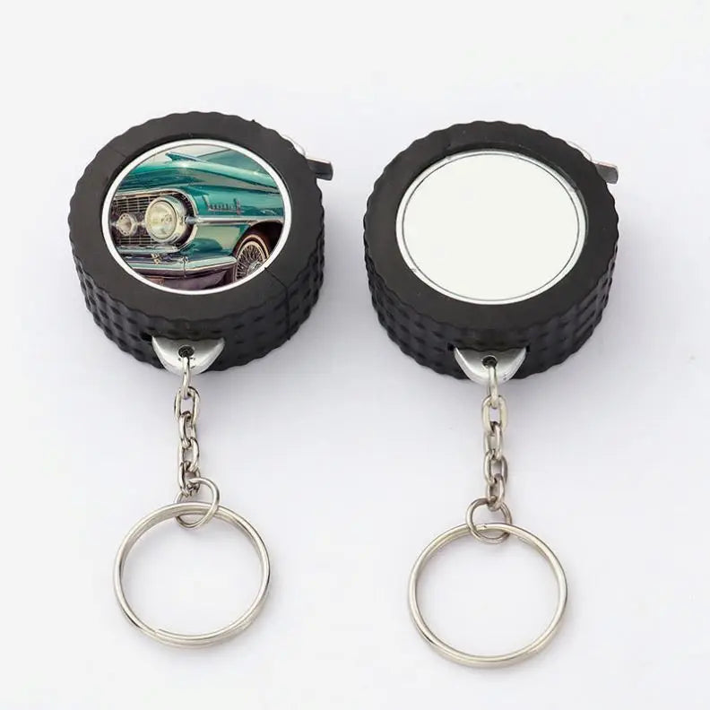 Custom logo Promotion Mini Meter Tape Measurering Keychain Sublimation Blank Tire Keyring Personalize Tape Measure Keyring