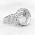 Sterling Silver 14*14mm Semi Mount Men's Ring Frame Empty Blank Bar Bezel Setting S925 Base Without Center Stone for DIY Inlay