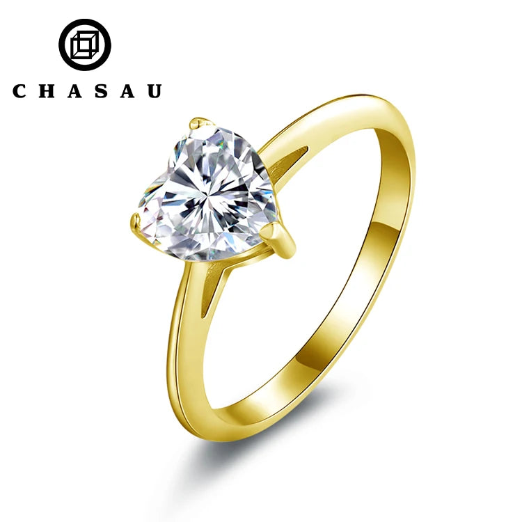Classic Simple Wedding Jewelry GRA Certification 10K Solid Gold 1.2ct Heart Cut Moissanite Solitaire Engagement Ring