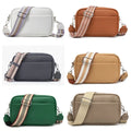 Minimalist Lady Style Women's Triple Zip Crossbody Handbag Small PU Wallet with Wide Strap Cell Phone Purse Credit Card Slots