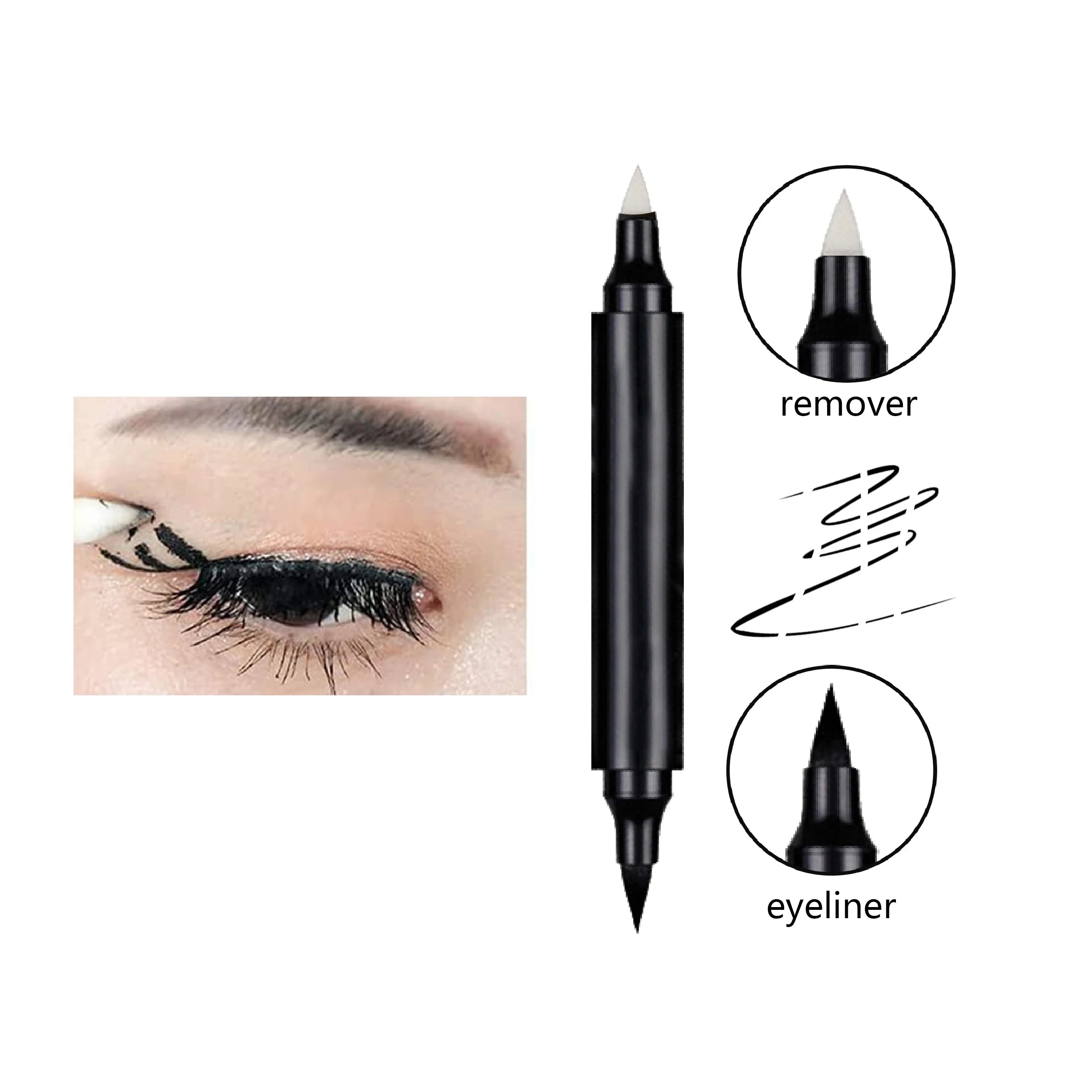 Private Label Fast Dry Double Hand Waterproof Long Lasting Liquid Eyeliner With Eraser Pencil