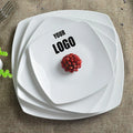 Wholesale Modern Square Porcelain Ceramic Dinner Plate Custom Design in White for Dining Tableware Home Use