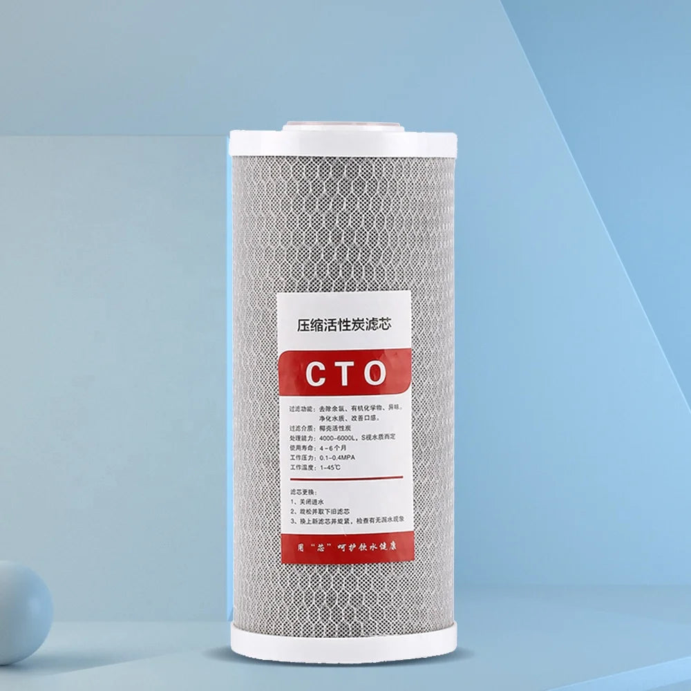10x4.5 Inches CTO Compressed Activated Carbon Water Filter Cartridge for Water Purification System