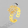 Adjusting Pressure Hot Diamond Snowflake Spinning Ring Flower Copper With Crystal Rotating Fidget Spinner Rings