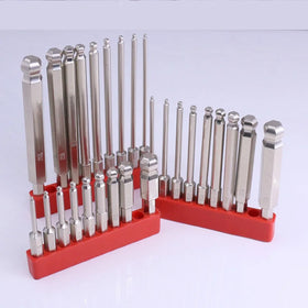 S2 Antirust Ball Head Hexagonal Air Screwdriver Bits Set 9pcs Magnetic Plating DIY Grade Steel Handle Plain Finish