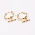 2026 Trendy Women Famous Jewelry Long Bar Pendant Charm Necklace and Hoop Earrings