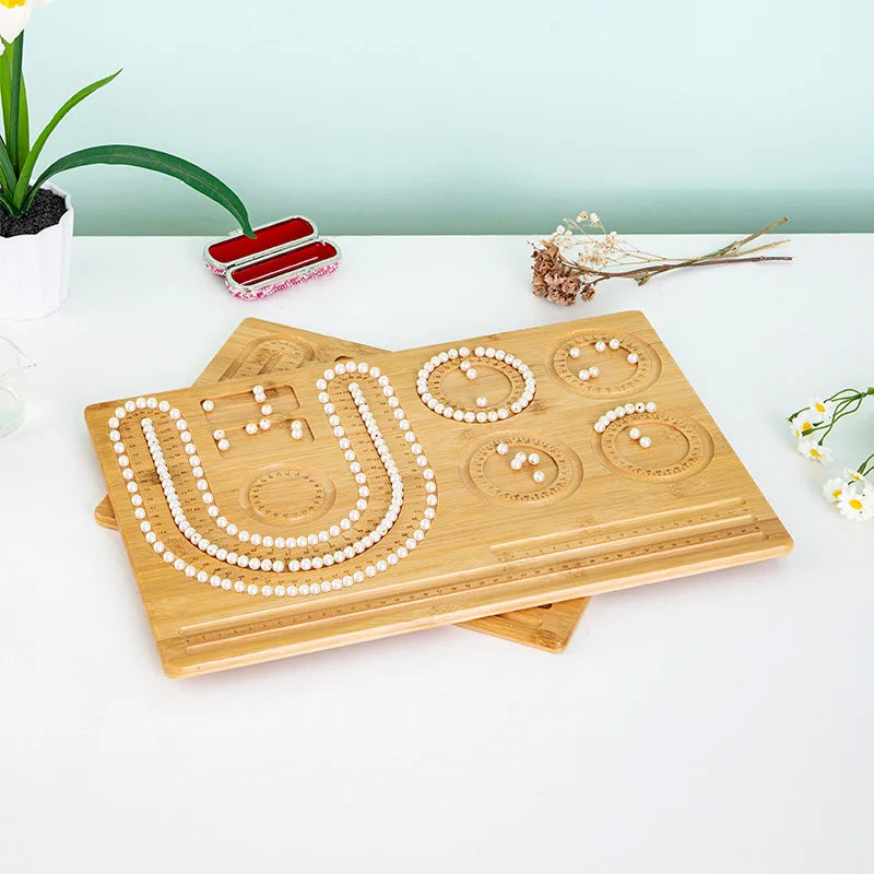 Bamboo Bead Measuring Board Tool Jewelry Design Mats Beading DIY Bracelets Necklaces Bead Design Boards Bracelet Making Tray