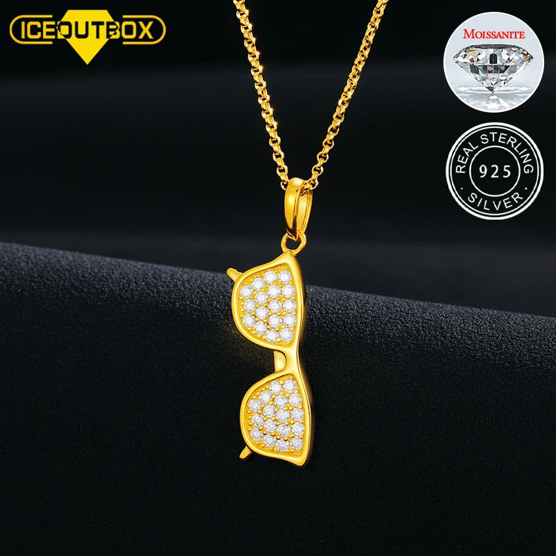 925 Sterling Silver VVS Moissanite Pendant Necklace Diamond Jewelry 14k White Gold Sunglasses Moissanite Necklace