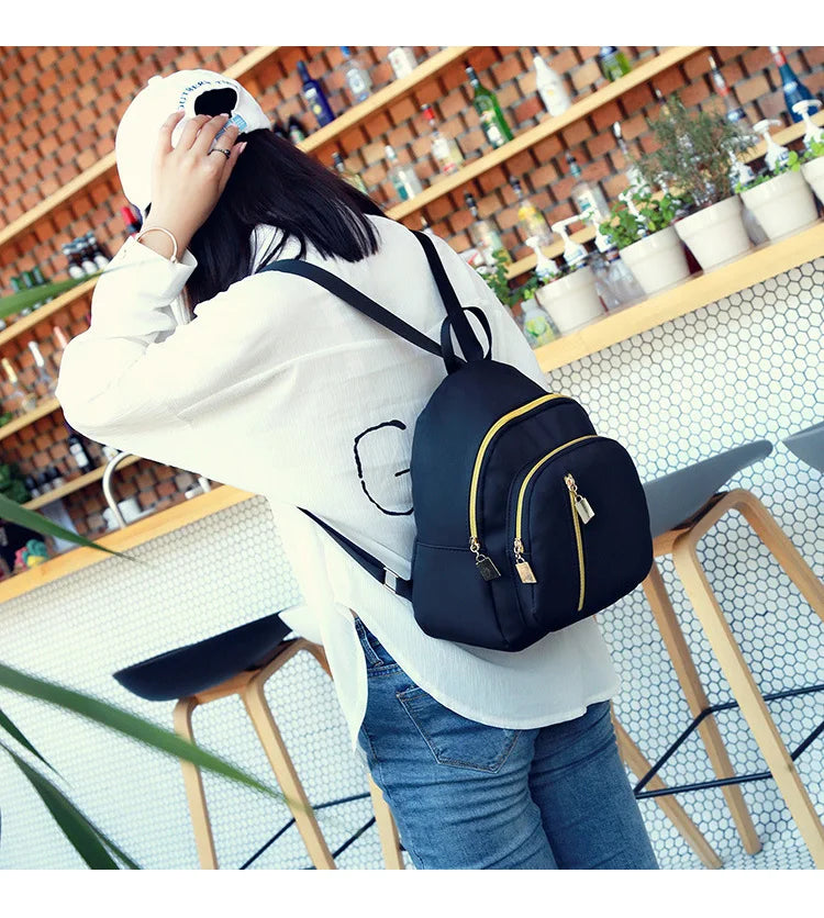 2021 Women Little Day Pack Lightweight Nylon Mini Backpack Small Rucksack Black Waterproof Girls Casual