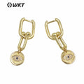 ME081 Luxury Women Earrings Gold  Clasp Hoop Dangle Earrings Micropaved Eye Charming Lady Drop Earrings