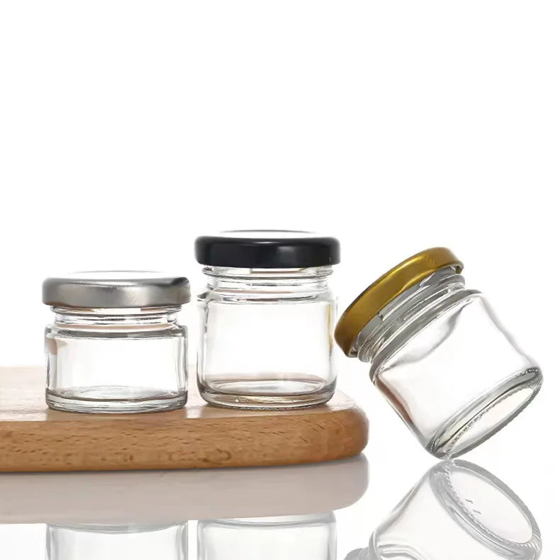 Wholesale 25ml 35ml 50ml 75ml Mini Glass Jam Honey Jar with Metal Lids Wedding Favors Honey Jars   Small Jars Glass 25ml  35ml